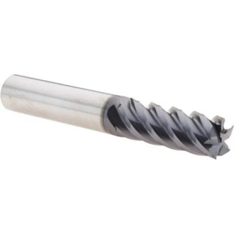 YG-1 3/8, 1 LOC, 3/8 Shank Diam, 2-1/2 OAL, 5 Flute, Solid Carbide Square End Mill Single End, TiAlN Finish, Spiral F...